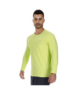 Camiseta Manga Longa de Corrida Masculina Mizuno Pro UV +50 Verde