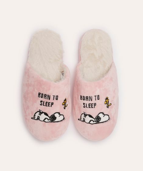 pantufa de pelúcia snoopy rosa
