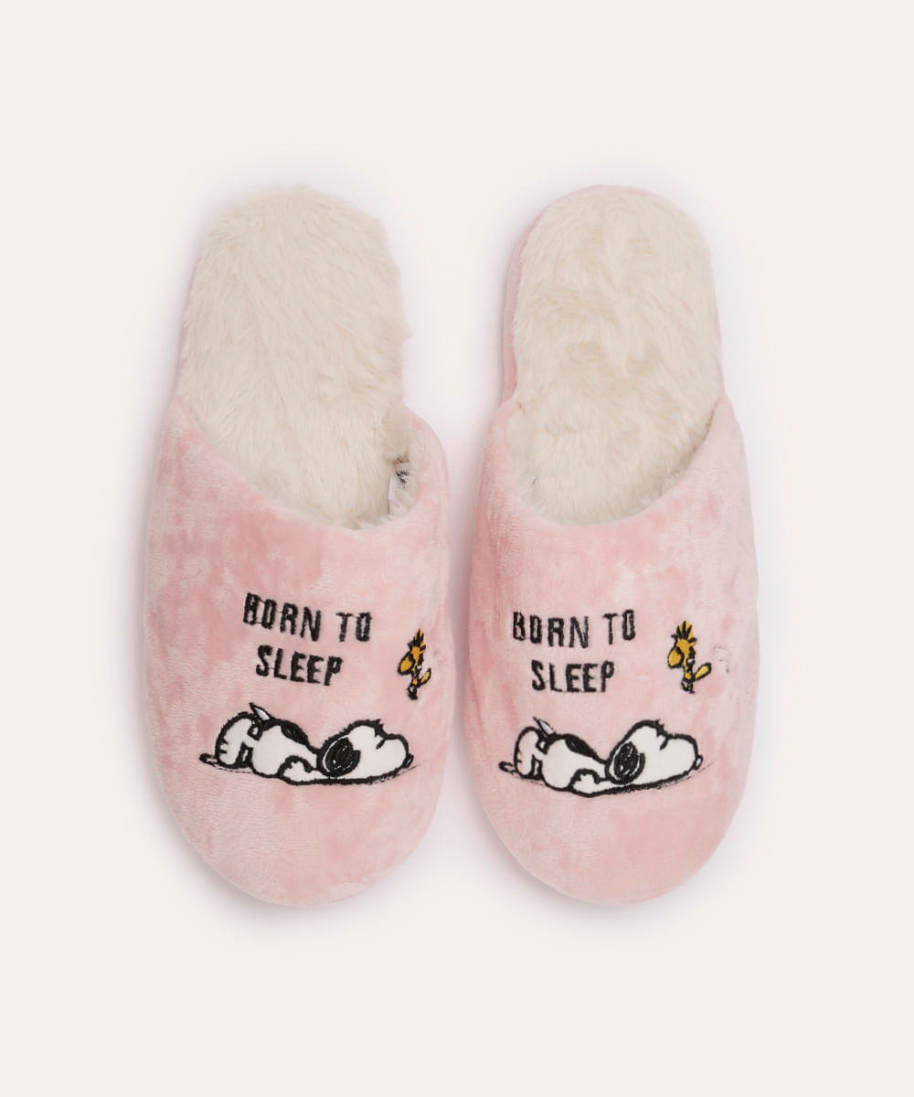 pantufa de pelúcia snoopy rosa