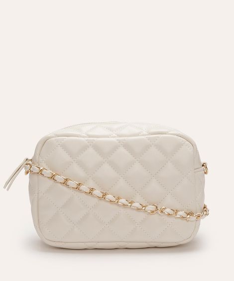 bolsa matelassê com alça corrente off white