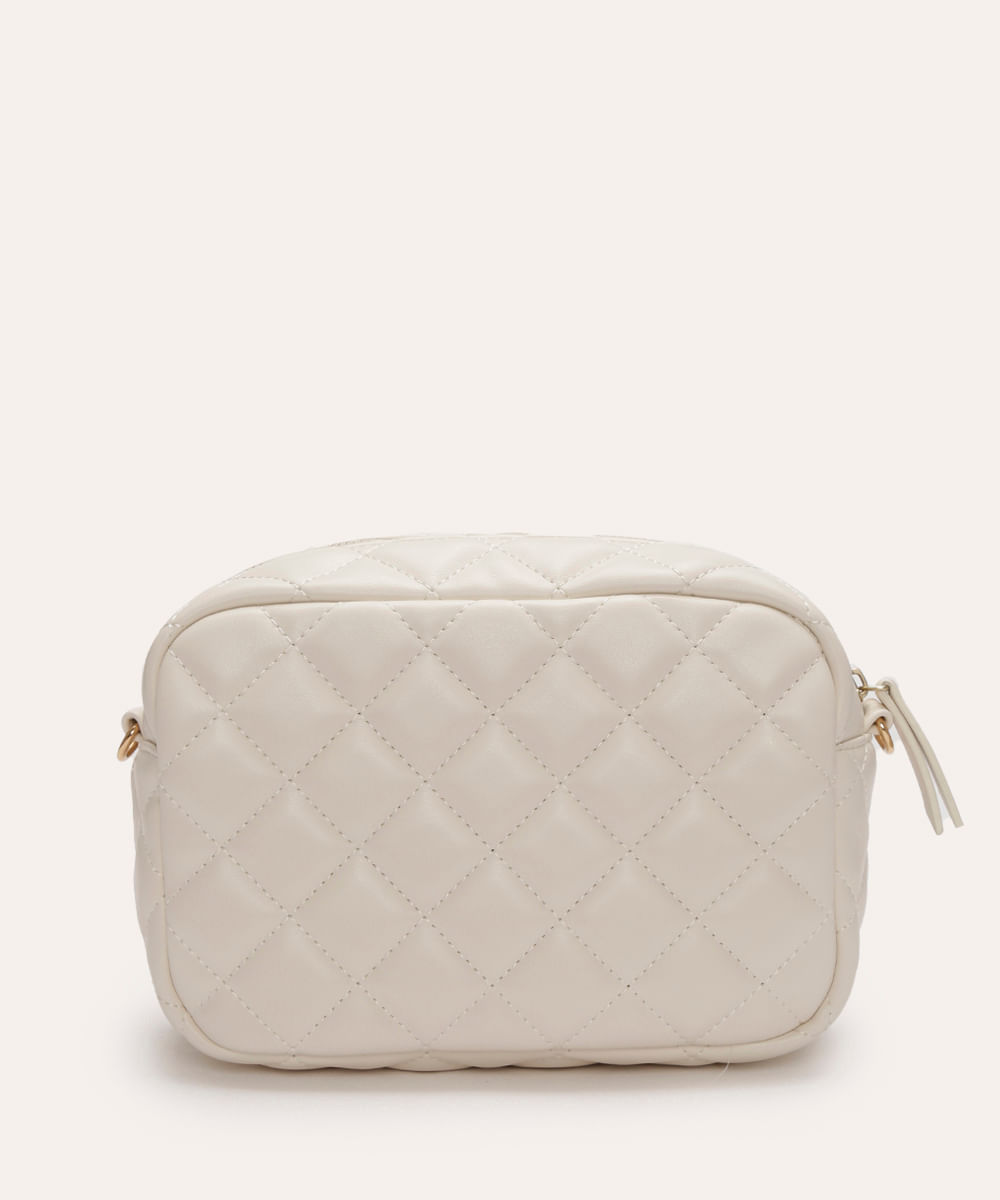 bolsa matelassê com alça corrente off white