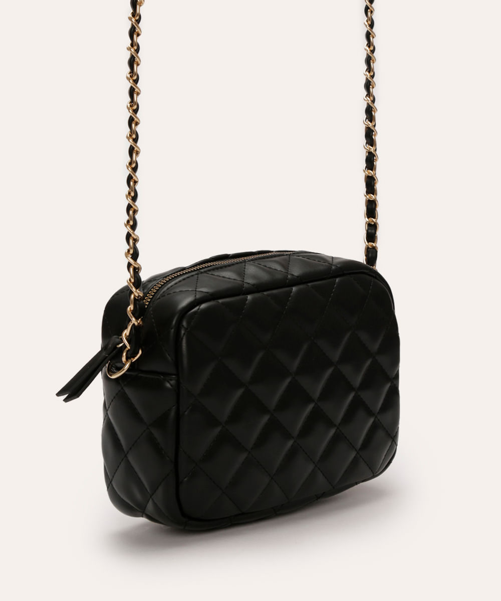bolsa matelassê com alça corrente preto