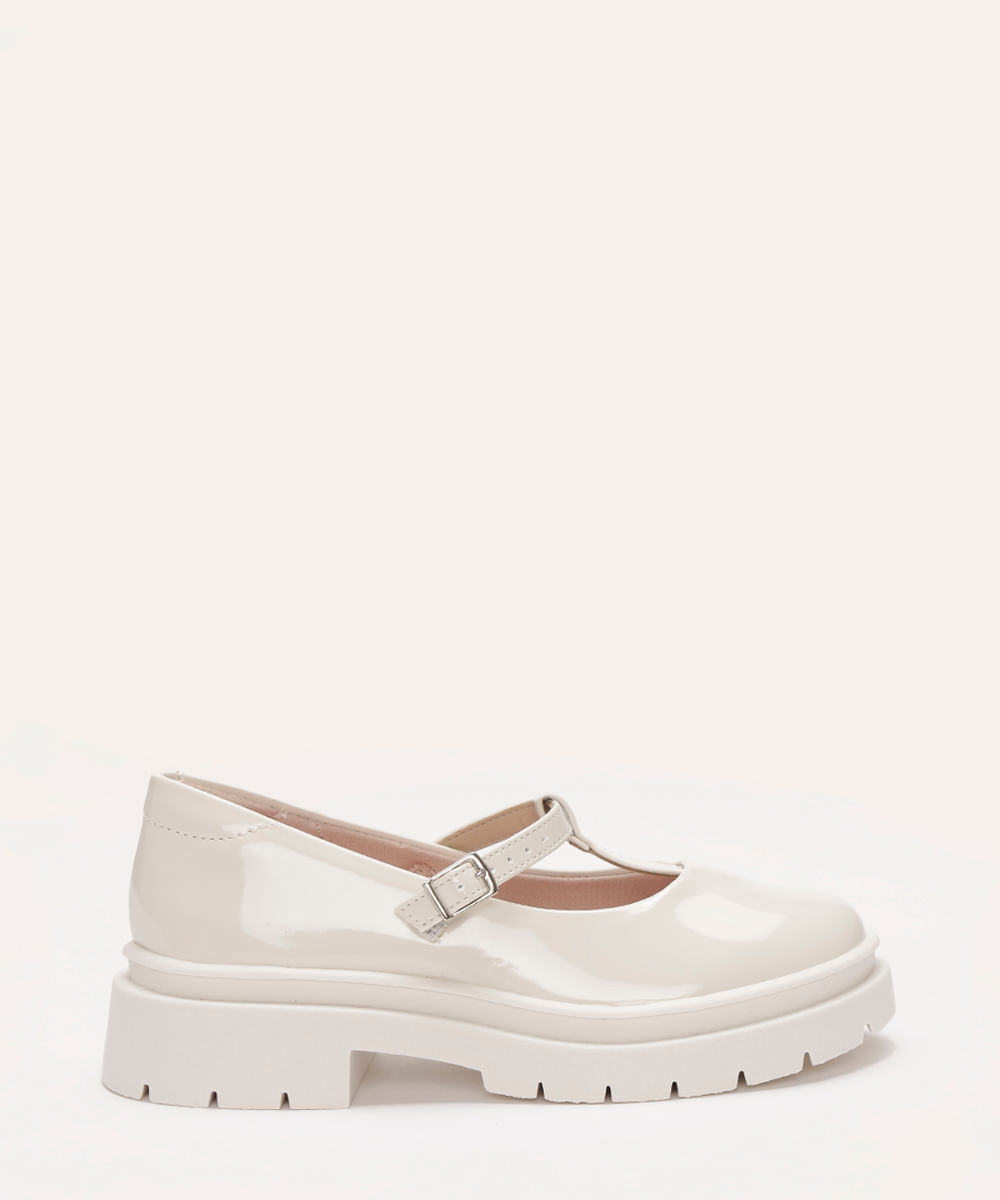 sapato verniz infantil molekinha off white
