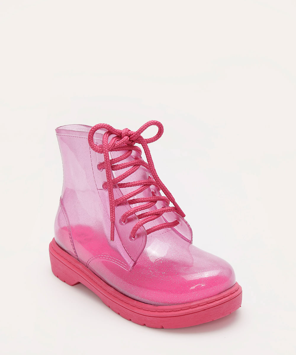 galocha infantil glitter com meia rosa