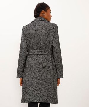 casaco alongado com bolsos chevron cinza