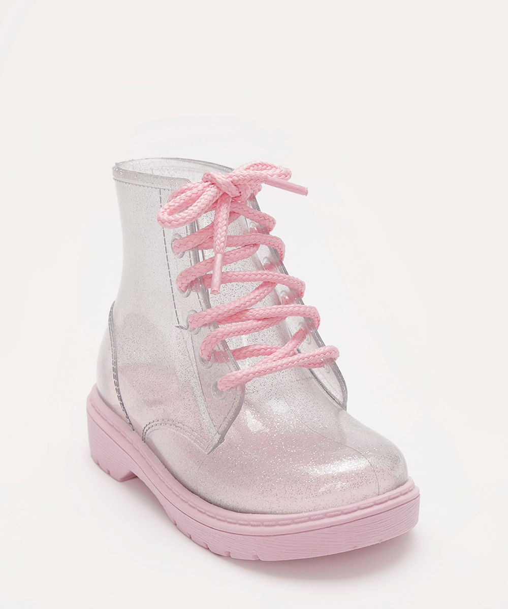 galocha infantil glitter com meia rosa