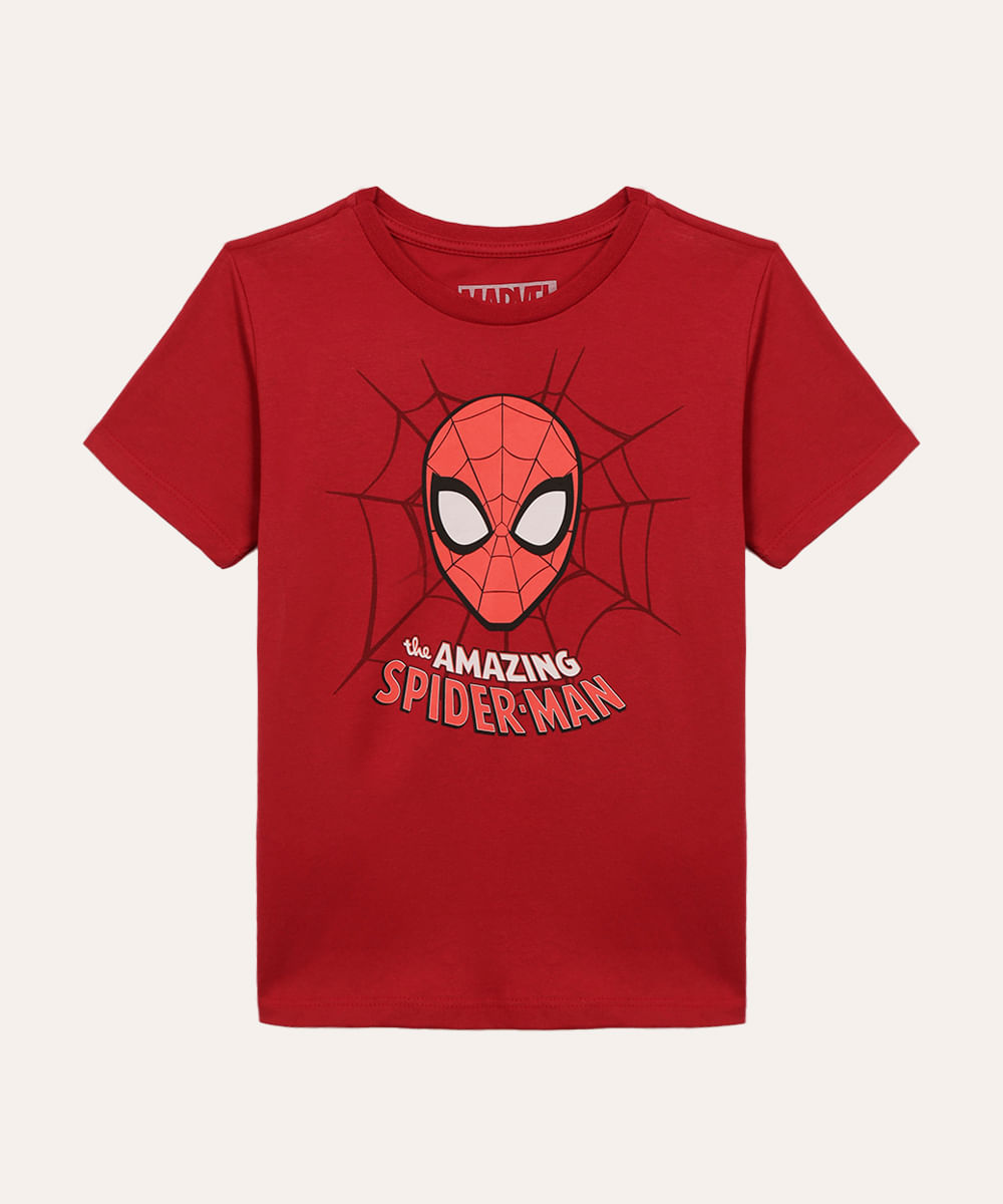 camiseta infantil homem aranha manga curta vermelho
