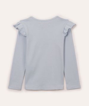 blusa de algodão infantil com babado azul