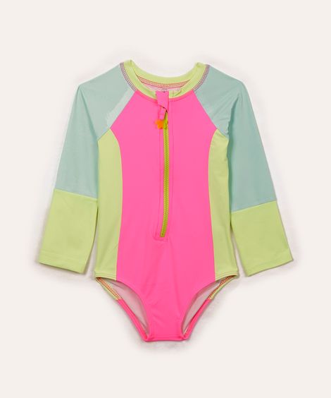 body infantil manga longa proteção uv colorido