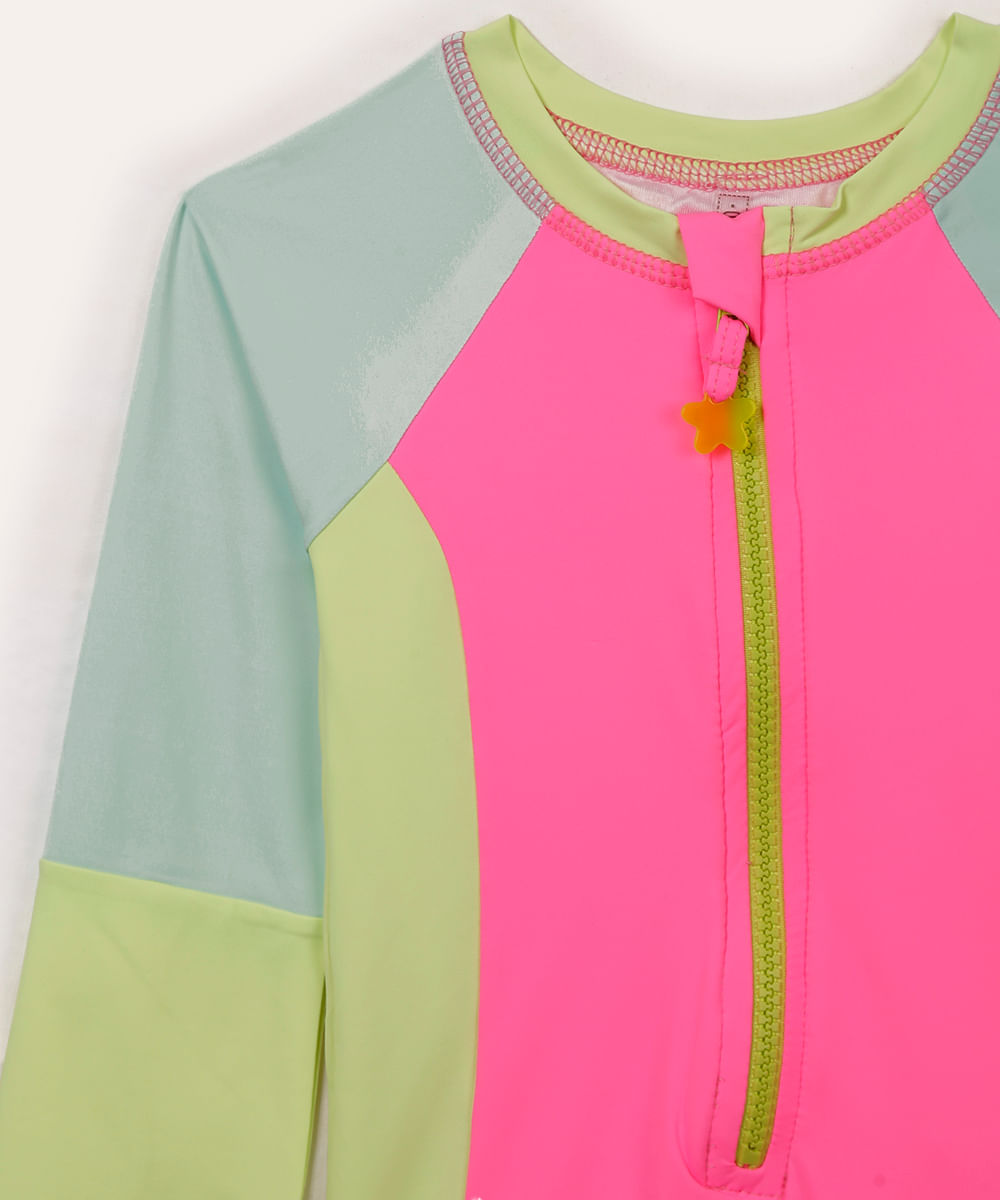 body infantil manga longa proteção uv colorido