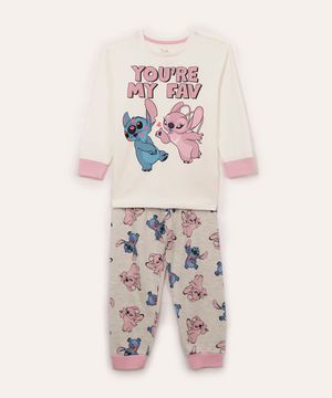 pijama de algodão infantil stitch off white