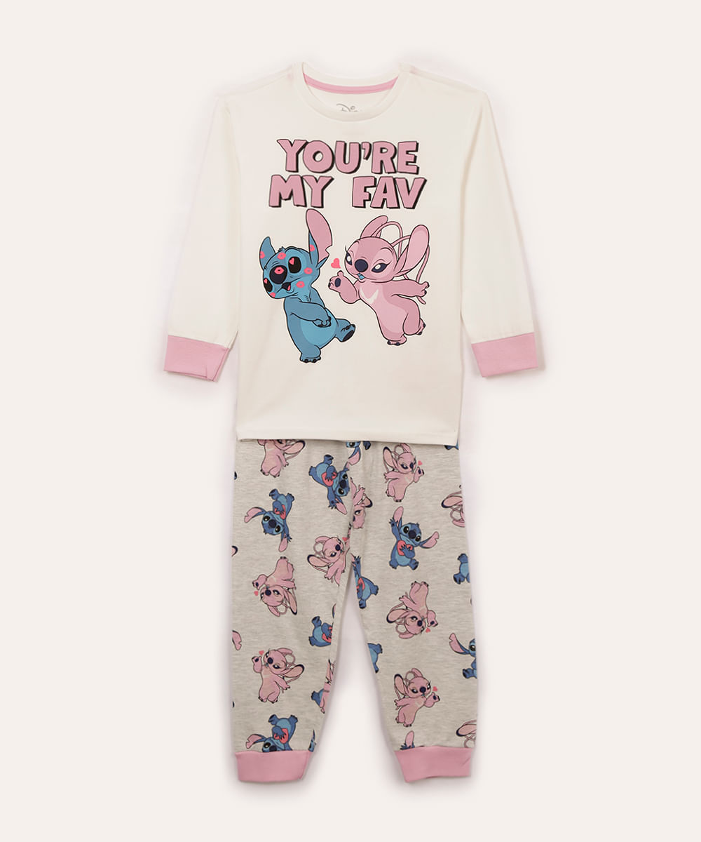 pijama de algodão infantil stitch off white