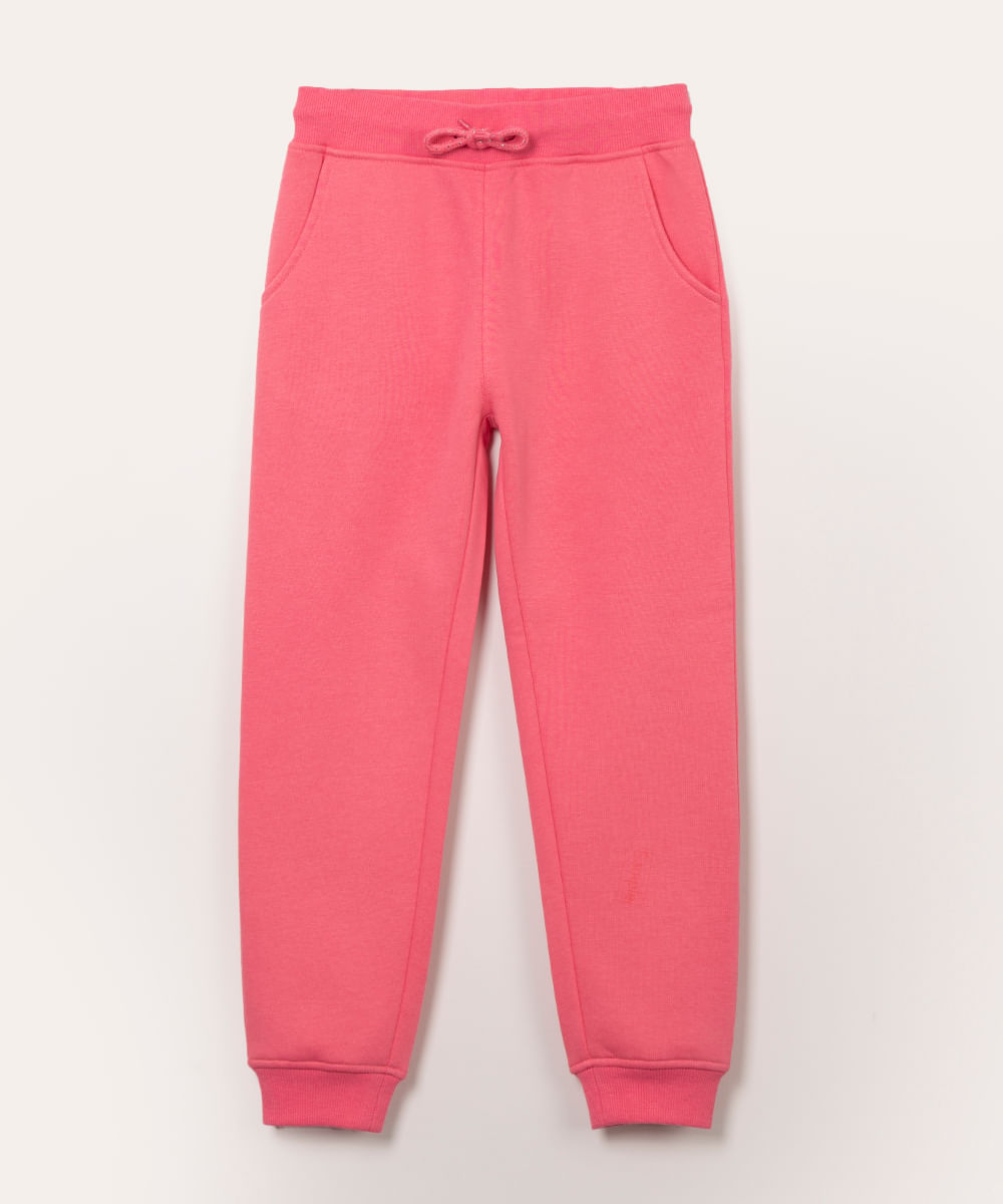 calça jogger infantil de moletom rosa