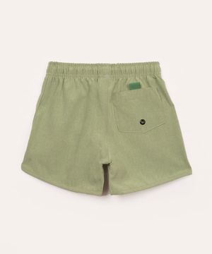 short infantil cós elástico com bolso verde claro