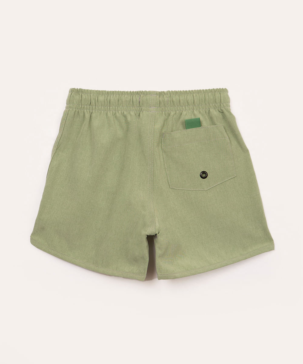 short infantil cós elástico com bolso verde claro