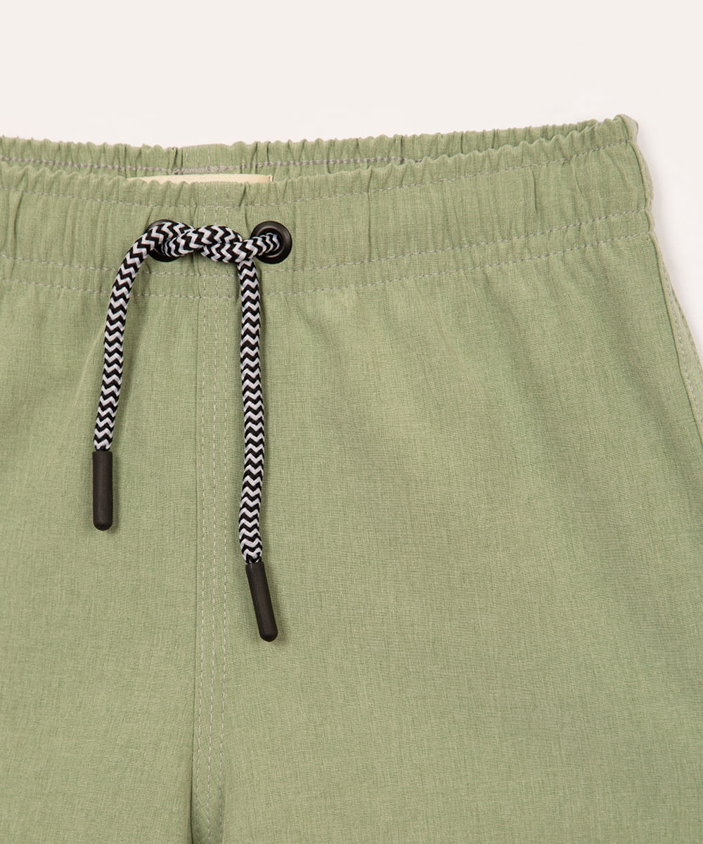 short infantil cós elástico com bolso verde claro