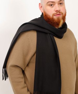 cachecol de tricot com franja preto