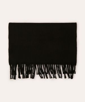 cachecol de tricot com franja preto