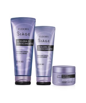 Combo Siàge Acelera O Crescimento Shampoo 250ml Condicionador 200ml Creme Concentrado 80g