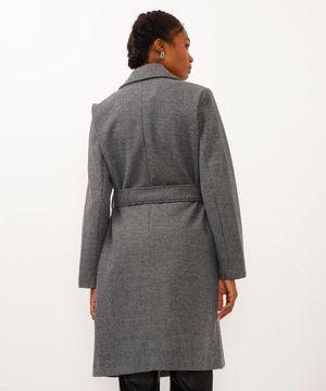 casaco trench coat felpado cinza