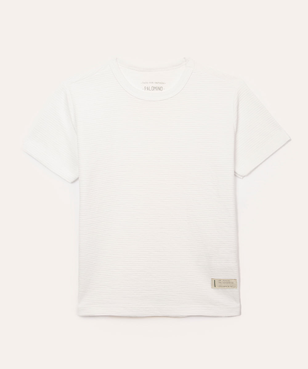 camiseta de algodão infantil texturizada branca