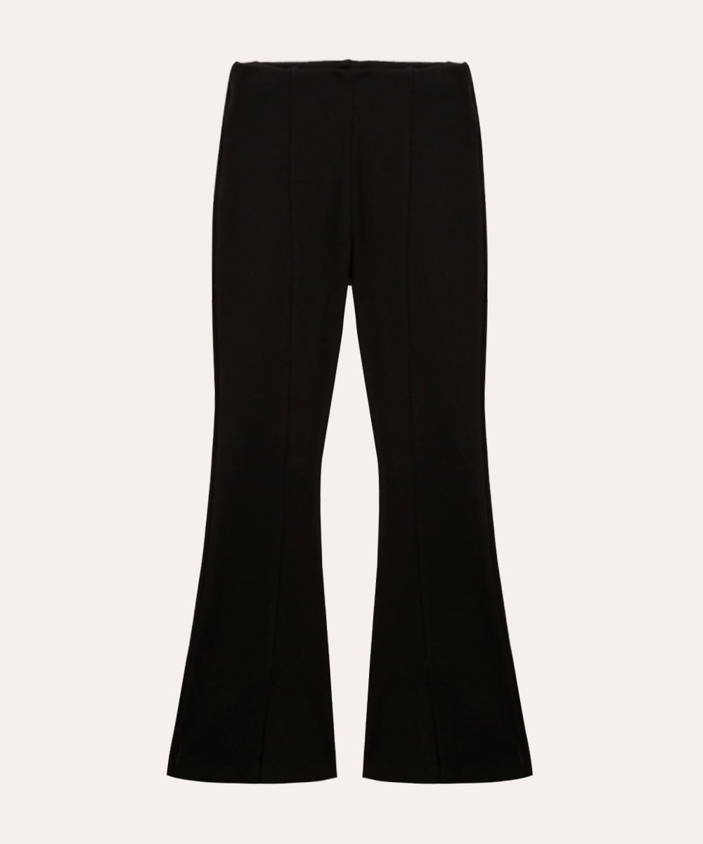 calça flare infantil canelada preta