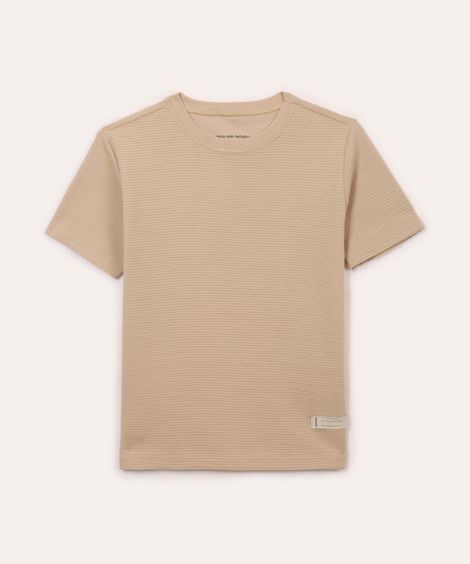 camiseta de algodão infantil texturizada bege