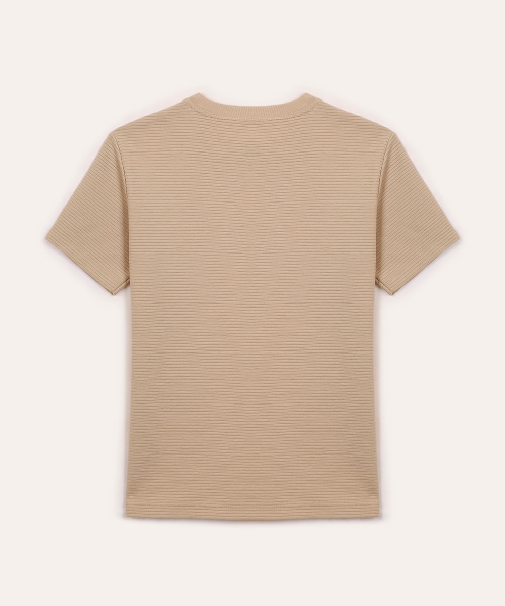 camiseta de algodão infantil texturizada bege