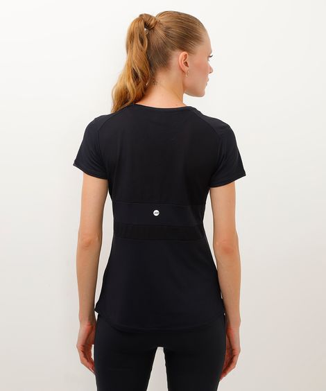 camiseta de poliamida manga curta cea sports preta