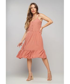 Vestido Curto Viscose Babado Com Lurex Rose Salvatore Fashion