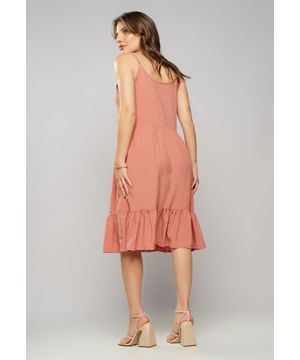 Vestido Curto Viscose Babado Com Lurex Rose Salvatore Fashion