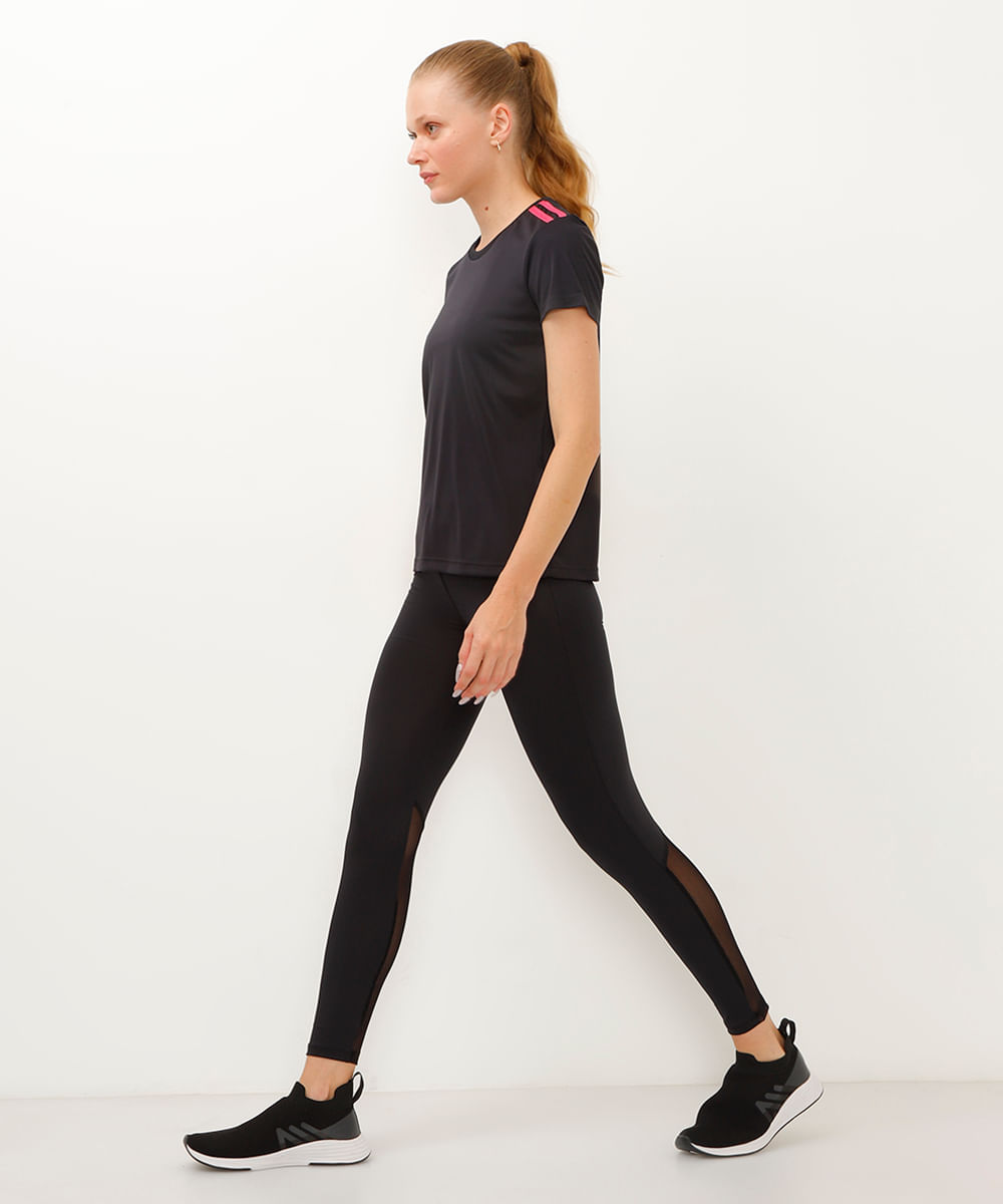 calça legging cós com elástico esportiva preto