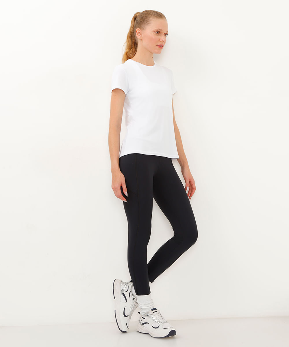 camiseta de poliamida manga curta esportiva ace branco