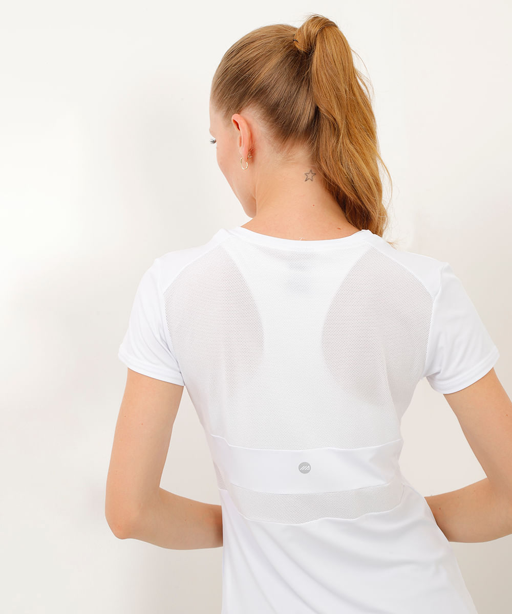 camiseta de poliamida manga curta esportiva ace branco