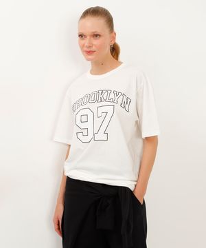 camiseta de algodão brooklyn manga curta esportiva ace off white