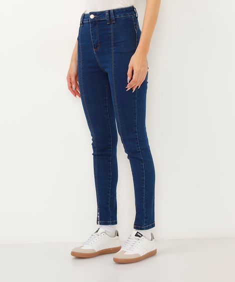 calça jeans cigarrete cintura alta sawary azul