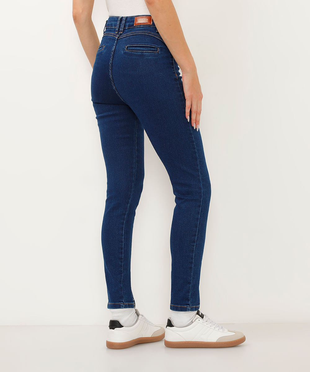 calça jeans cigarrete cintura alta sawary azul