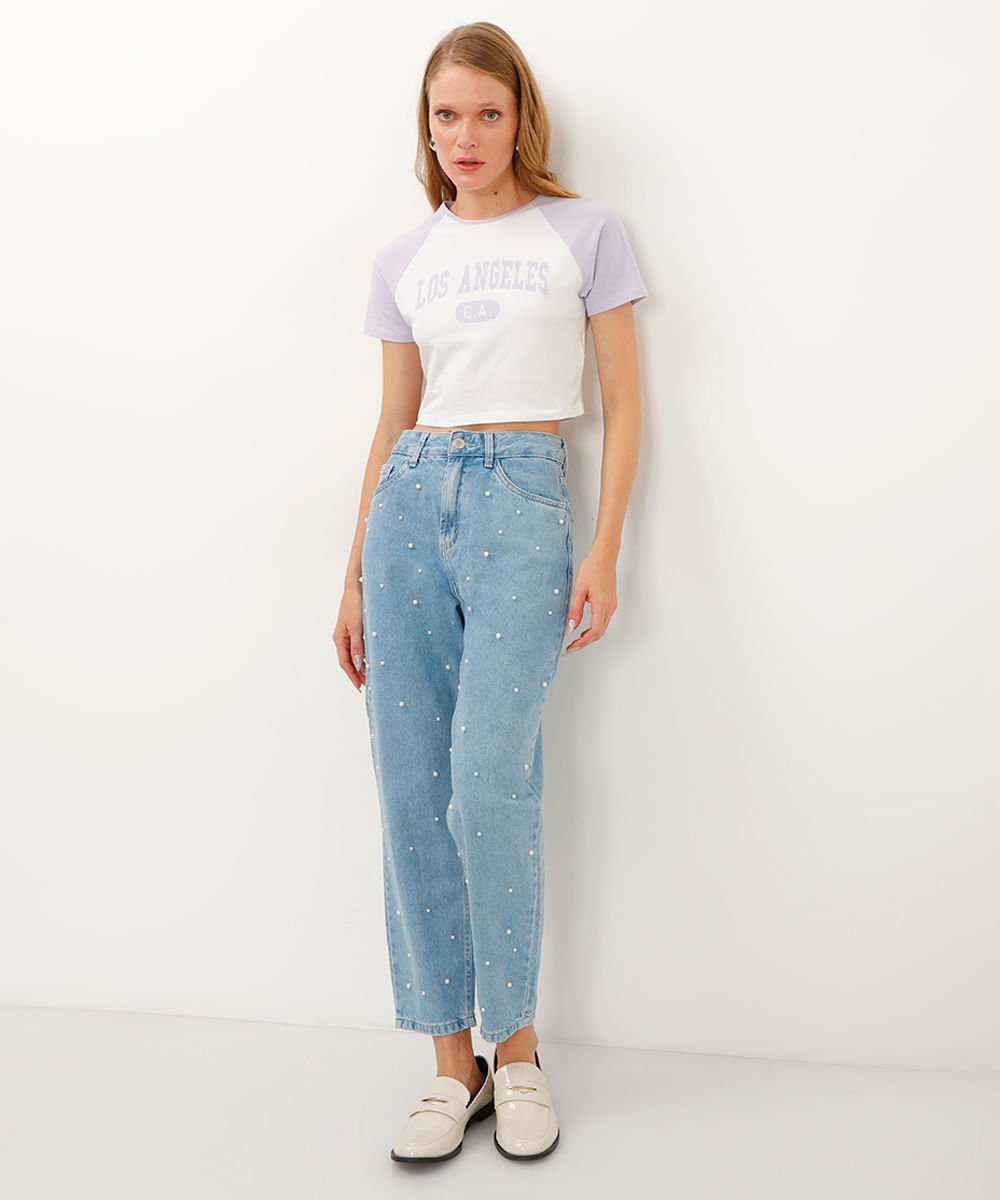 cropped de algodão peruano los angeles off white
