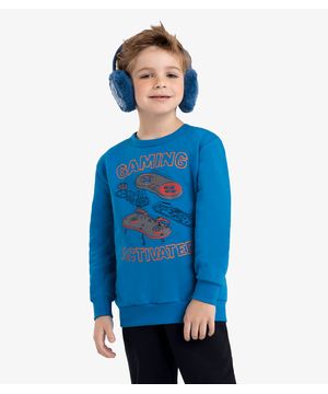 Conjunto Infantil Blusão Com Calça Gamer Rovi Kids Azul