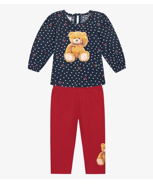 Conjunto Infantil Feminino Ursinho Trick Nick Azul