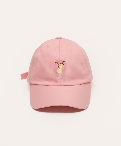 boné aba curva bordado drink rosa claro