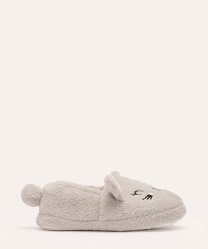 pantufa infantil de pelúcia coelho cinza