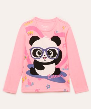 blusa infantil manga longa luluca rosa neon