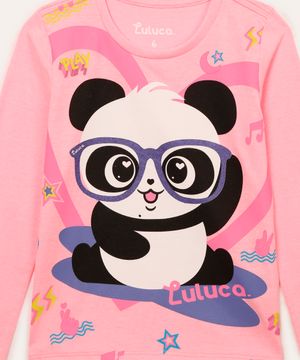 blusa infantil manga longa luluca rosa neon