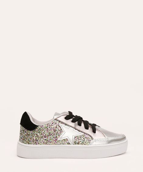 tênis infantil glitter prata