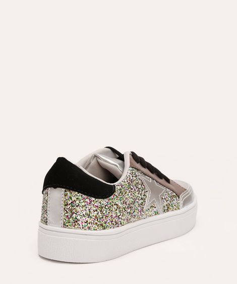 tênis infantil glitter prata