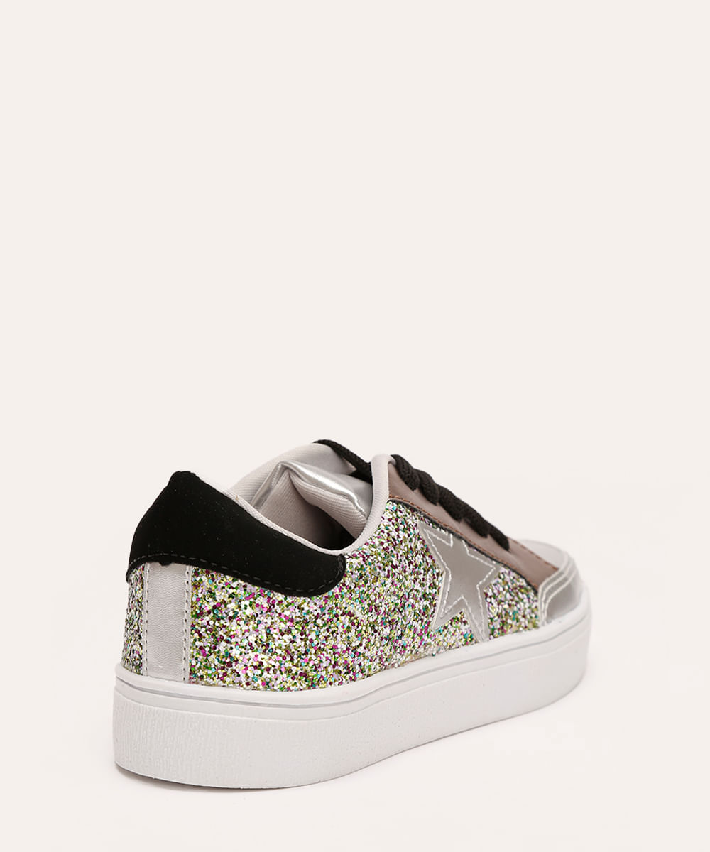 tênis infantil glitter prata