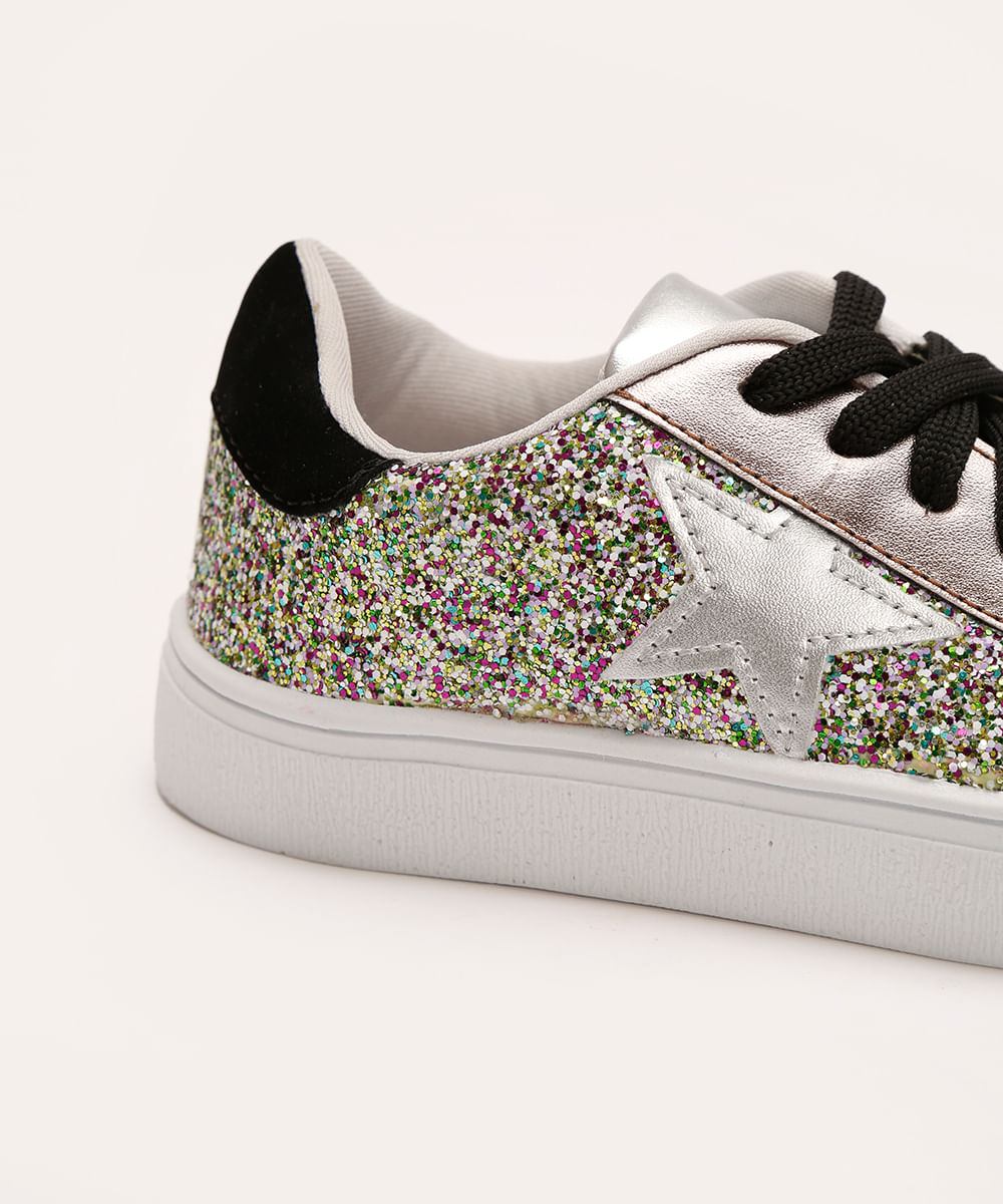 tênis infantil glitter prata