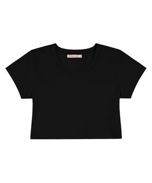 Blusa Cropped Infantil Ribana Canelada Trick Nick Preto