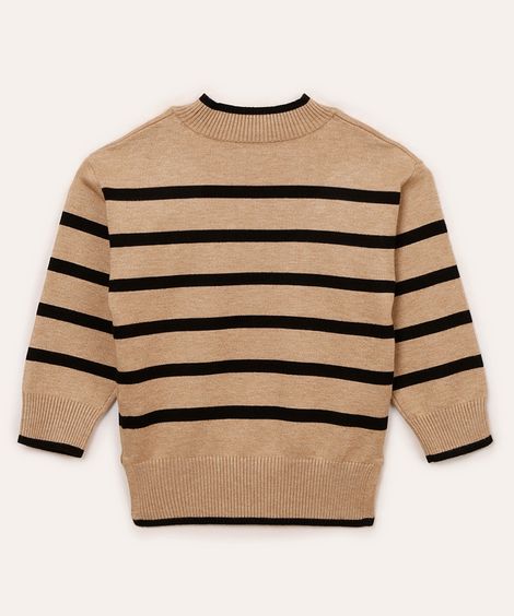 suéter de tricot infantil listrado bege